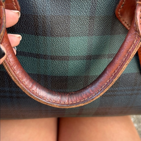 VINTAGE Ralph Lauren Green Plaid Speedy/Boston Medium Size Handbag - Picture 15 of 16
